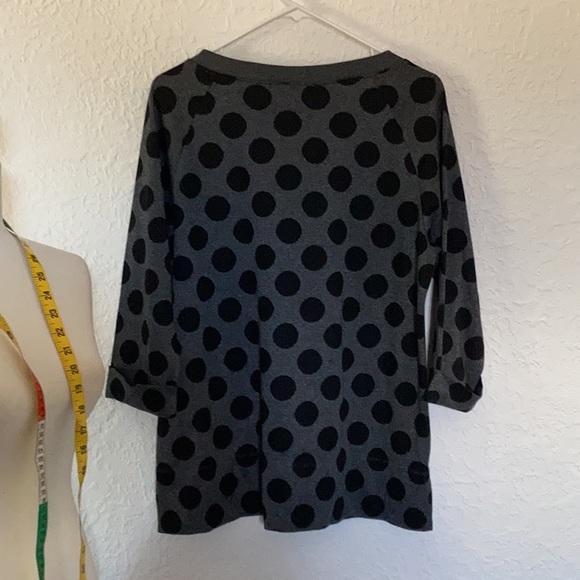 Coldwater Creek L 14 Gray Black Polka Dot Sweater Pullover Sweater Top - Picture 2 of 7